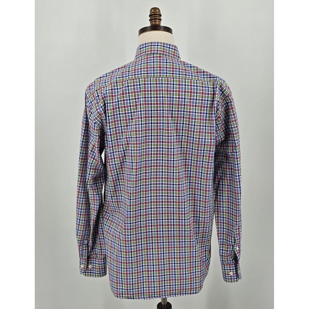 Alan Flusser Blue Green Red Plaid Button Down Shirt Men's L - Picture 3 of 7